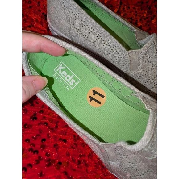 Keds Perforated Slip-On Sneakers Sz 11, Women's, Lt Green - Picture 4 of 6